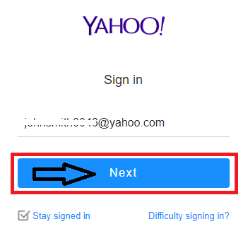 Enter your Yahoo user id and press next