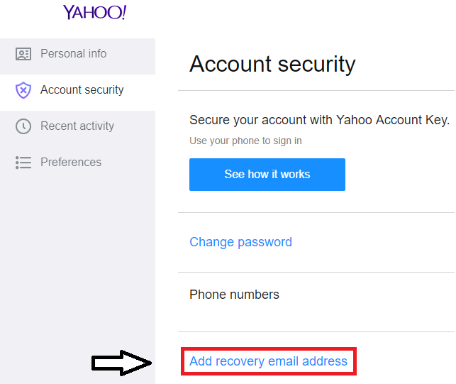 click Add recovery email address