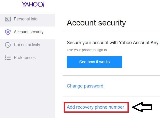 click Add recovery phone number