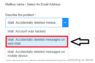 Choose the option accidentally deleted emails