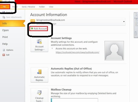 add Gmail account in Outlook
