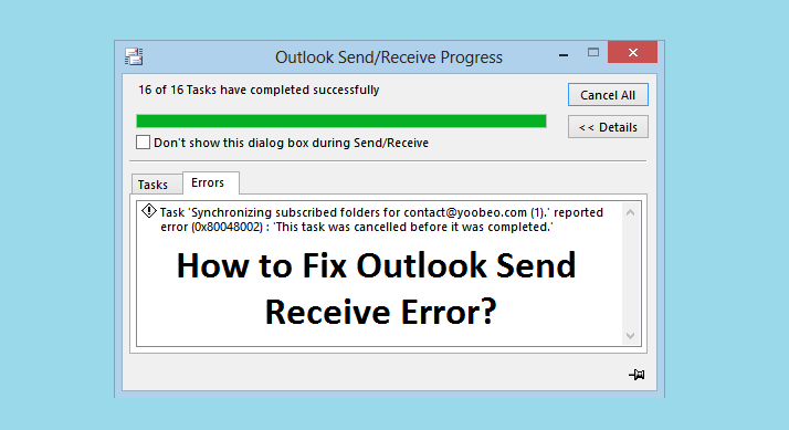 outlook send receive error